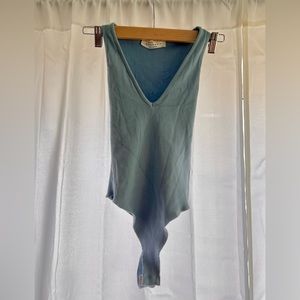 Ribbed Blue Bodysuit Tank